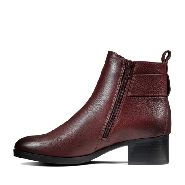 Clarks Womens Mila Charm Ankle Boots Burgundy | UK-2683415